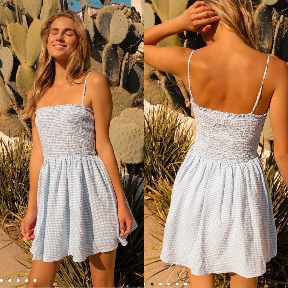 LULUS ❤️Treat Me Right Gingham Smocked Mini Dress. Yellow/White Only. Med & Sm